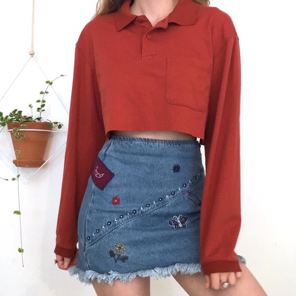 Cropped dark orange long sleeve